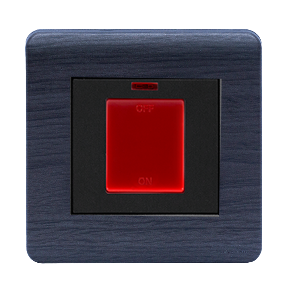 SCINTILLA 45Amp. Double Pole Switch with Indicator + Earth Bar B/Matte with Kaluwara Surround