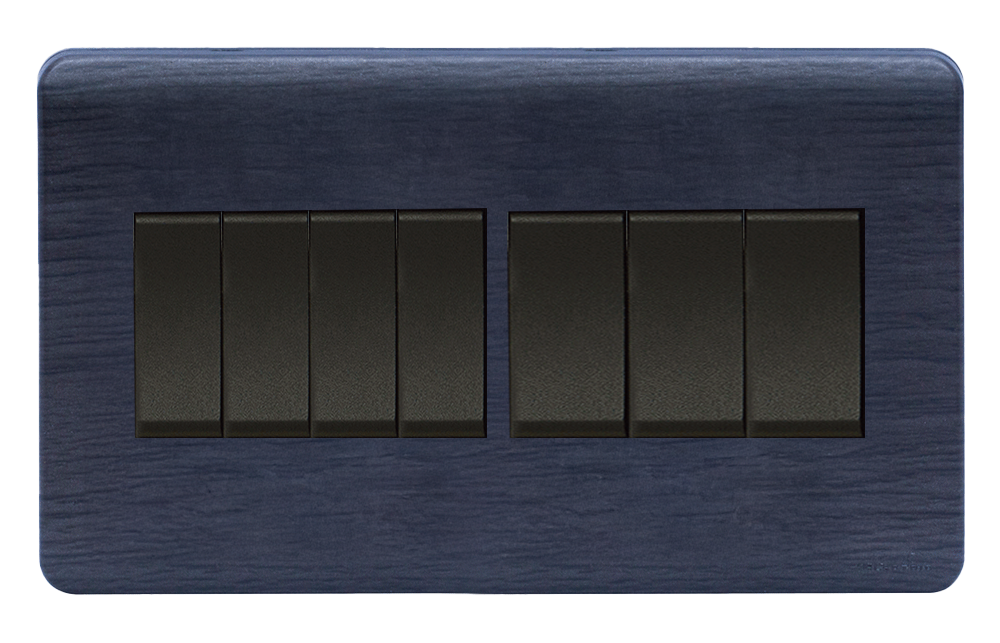 SCINTILLA 16Amp. 7Gang 2Way Switch B/Matte with Kaluwara Surround