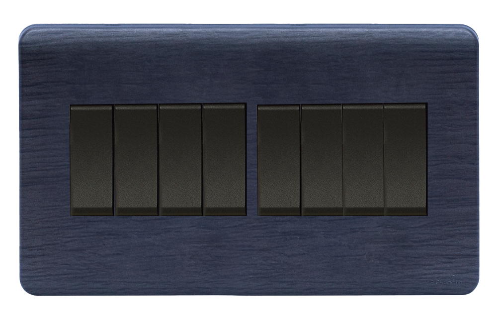 SCINTILLA 16Amp. 8Gang 2Way Switch B/Matte with Kaluwara Surround