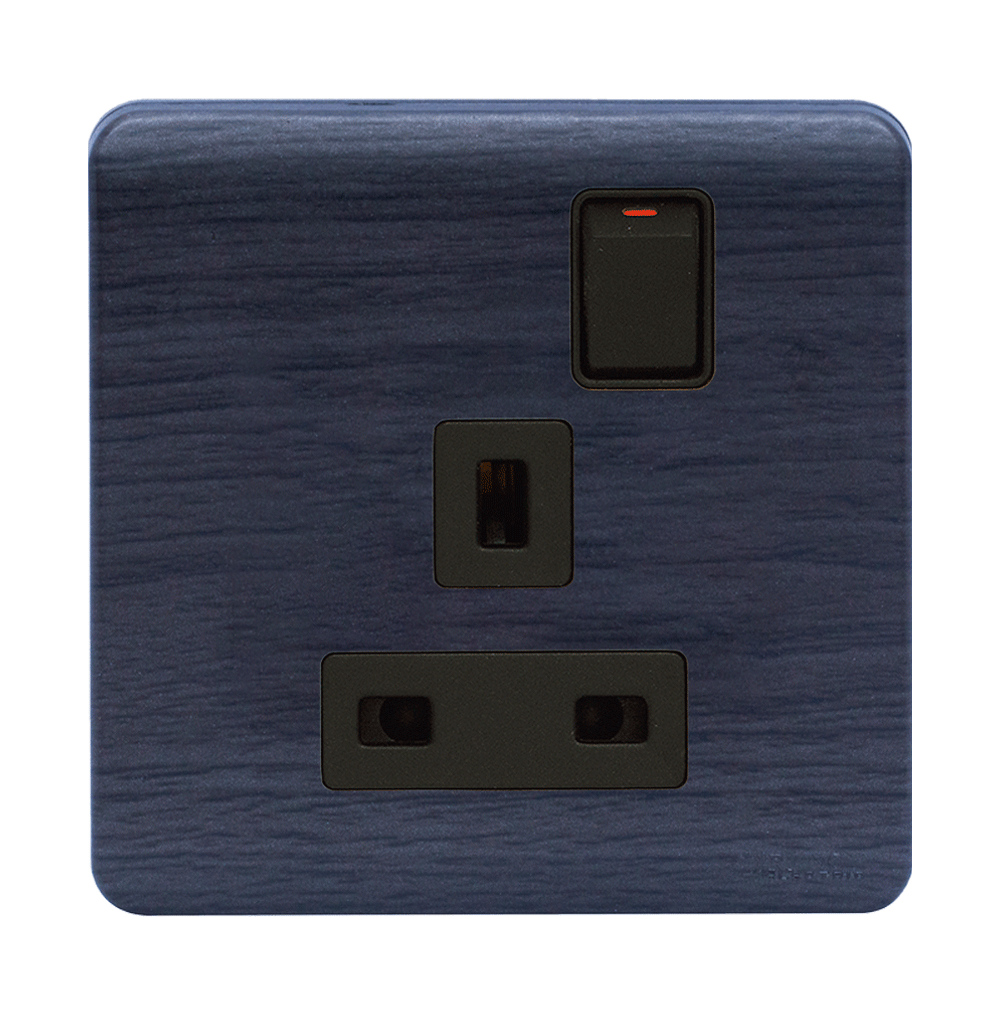 SCINTILLA 13Amp. Single Switched Socket Outlet B/Matte with Kaluwara Surround