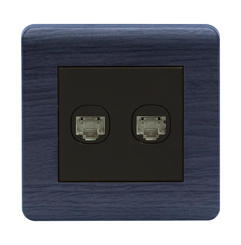 SCINTILLA 2Gang 8Wire 8Contact Telephone/Data Outlet B/Matte with Kaluwara Surround