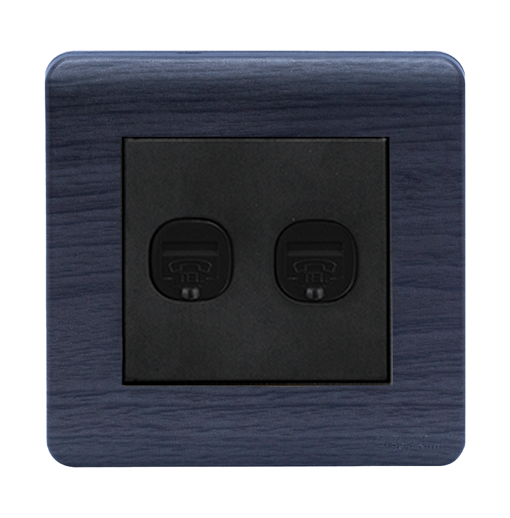 SCINTILLA 2Gang 4Wire Telephone Outlet B/Matte with Kaluwara Surround