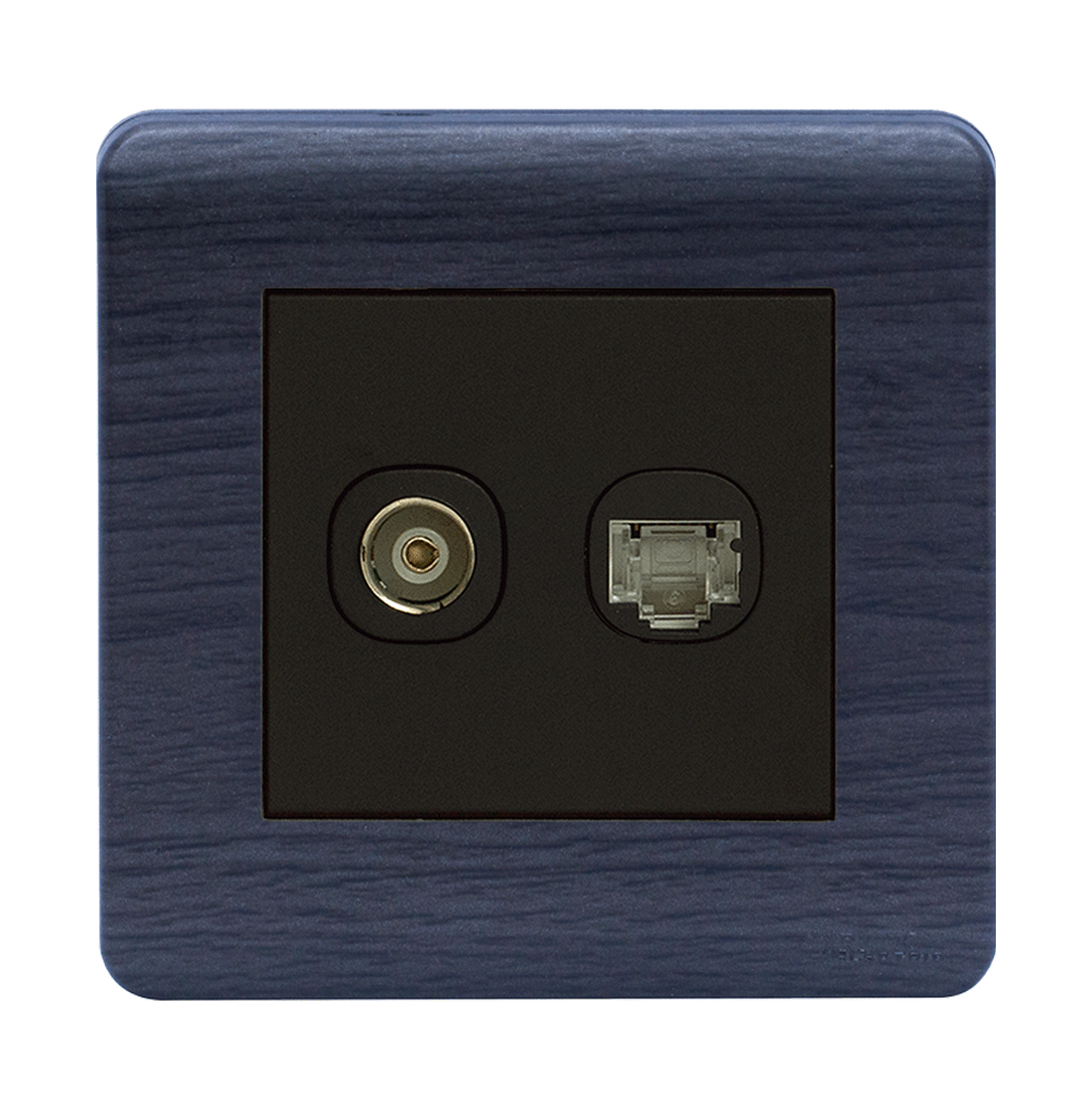 SCINTILLA 2Gang TV Co-Axial (75Ohm) + Data Outlet B/Matte with Kaluwara Surround
