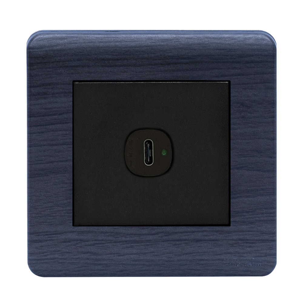 SCINTILLA 2.1Amp. 1Gang Type-C USB Charger Outlet B/Matte with Kaluwara Surround