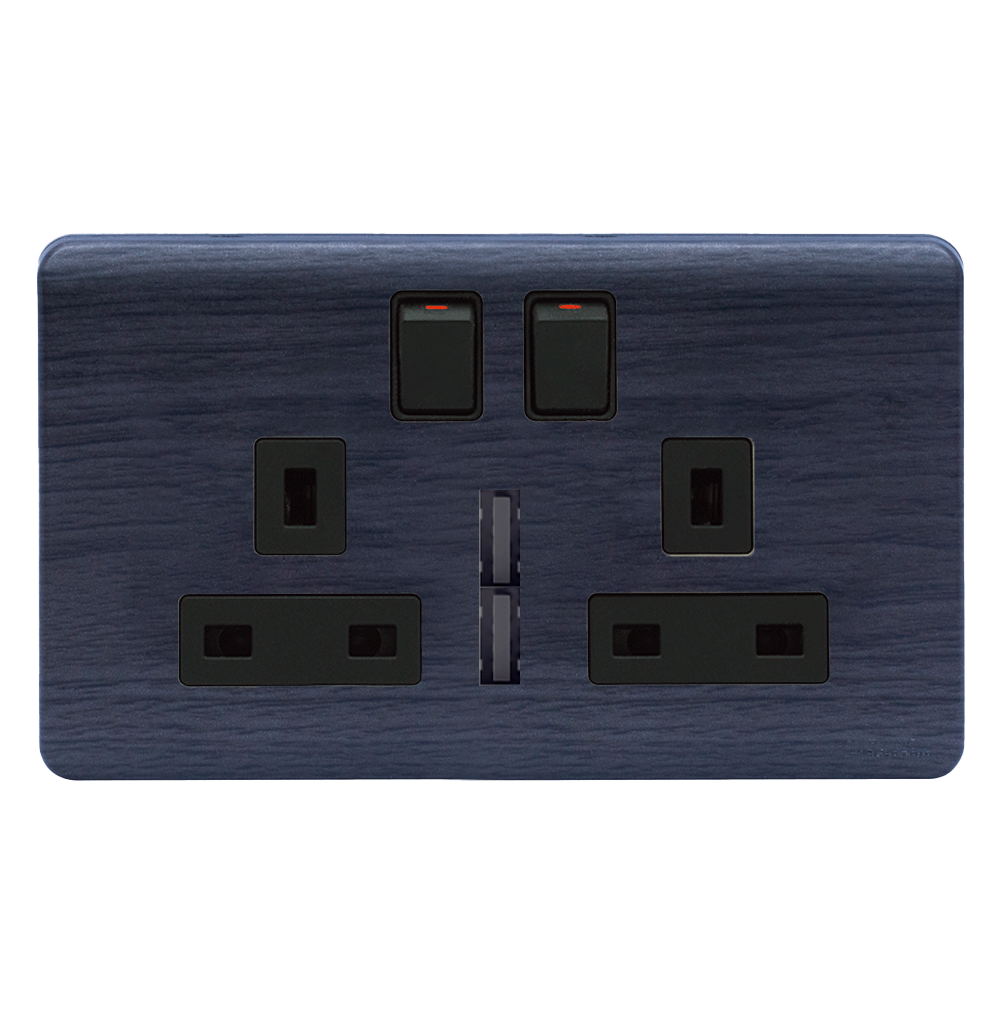 SCINTILLA 13Amp. Twin Multi Switched Socket Outlet with Indicator + 4.2Amp. Twin USB B/Matte with Kaluwara Surround
