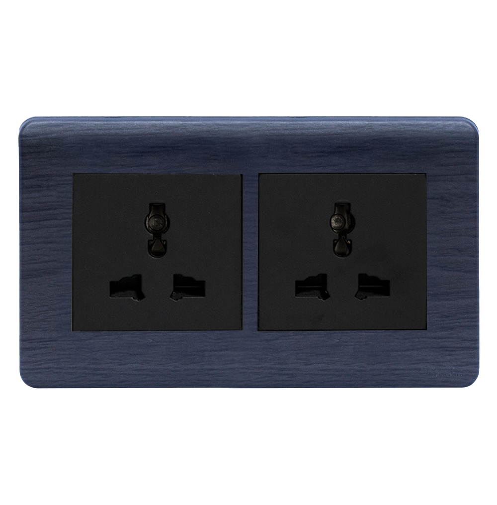 SCINTILLA 13Amp. Twin Multi Unswitched Socket Outlet B/Matte with Kaluwara Surround