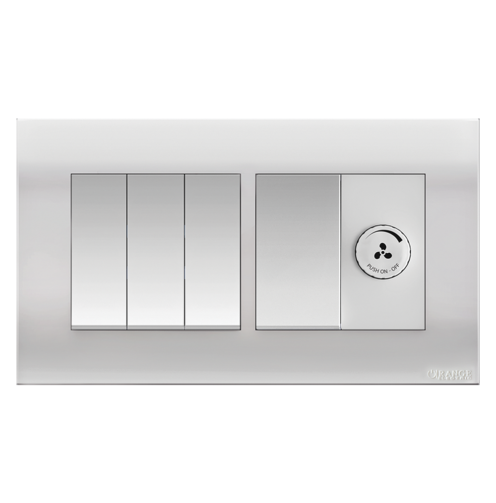 AKOYA 16Amp. 4Gang + Fan Controller White with White Surround