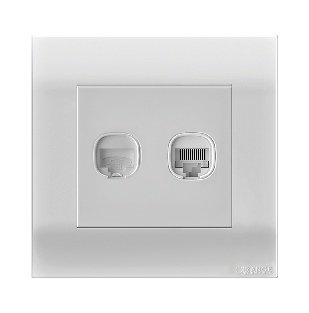 AKOYA 2Gang Telephone + Data Outlet White with White Surround