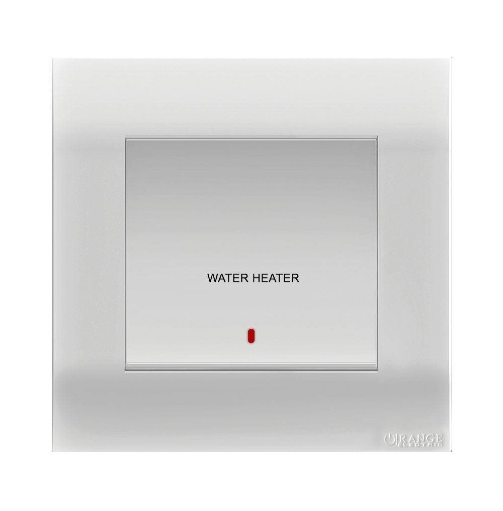 AKOYA 20Amp. Double Pole Switch with Indicator + Earth Connection + Water Heater White with White Surround