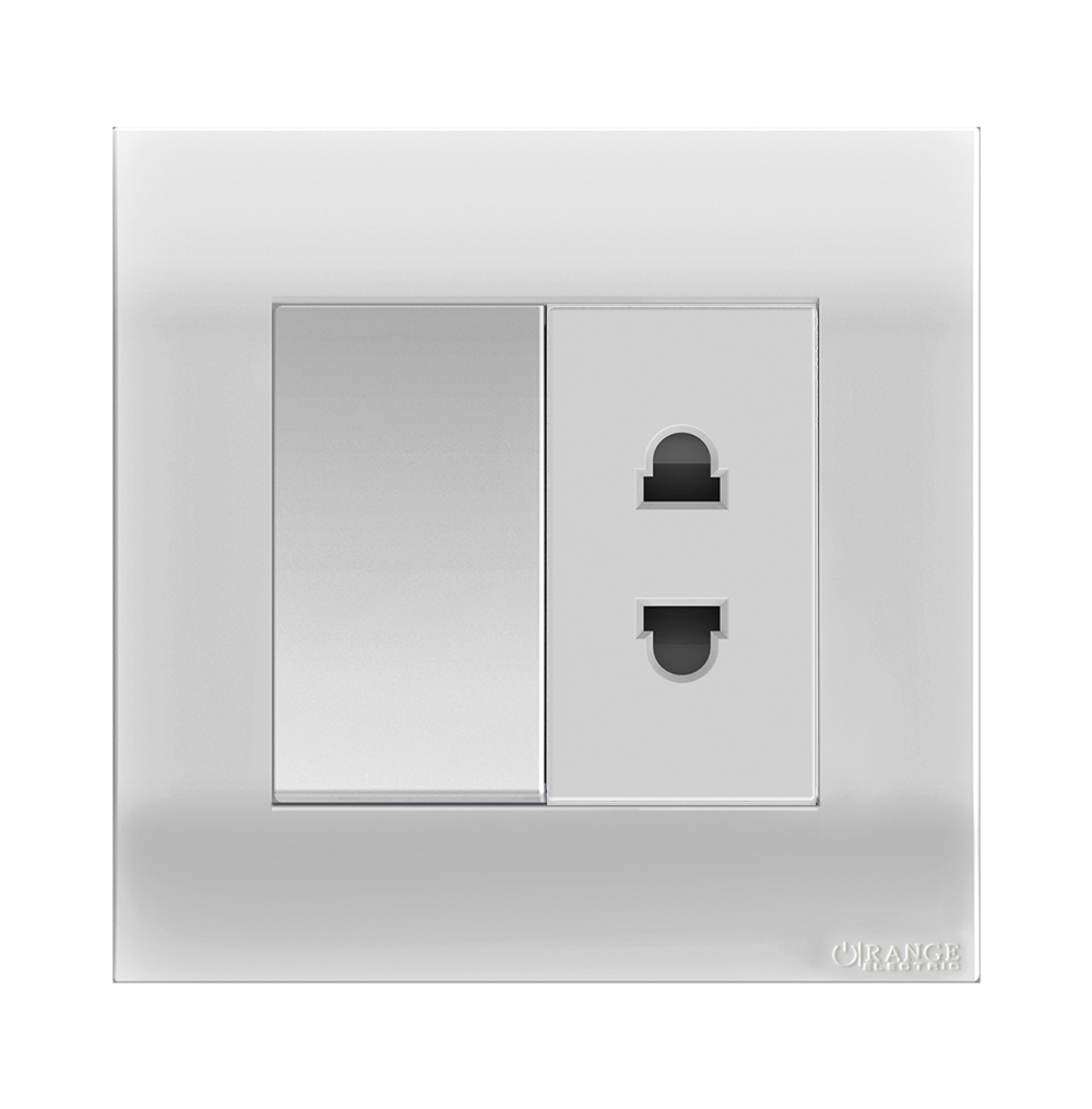 AKOYA 10Amp. 2Pin Single Switched Socket Outlet White with White Surround