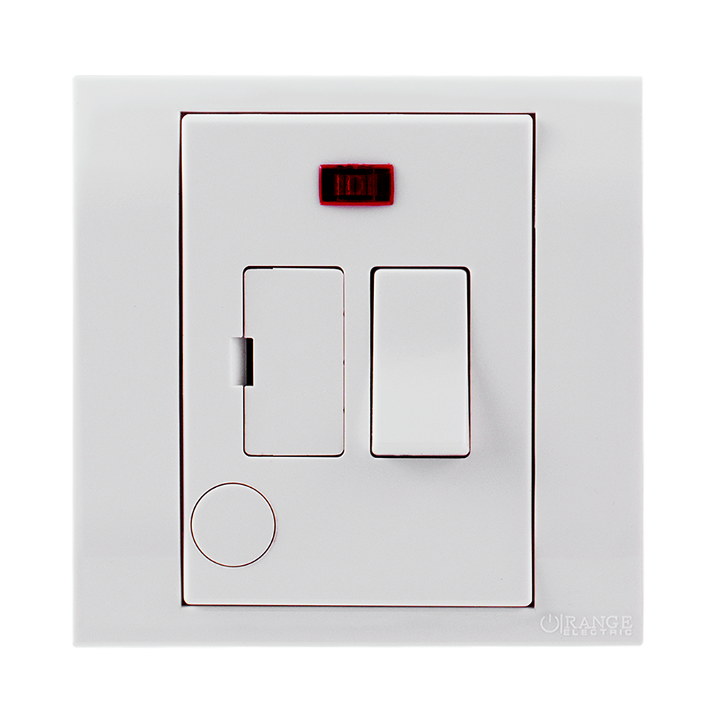 AKOYA 13Amp. Switched Fuse Connection Unit with Indicator White with White Surround