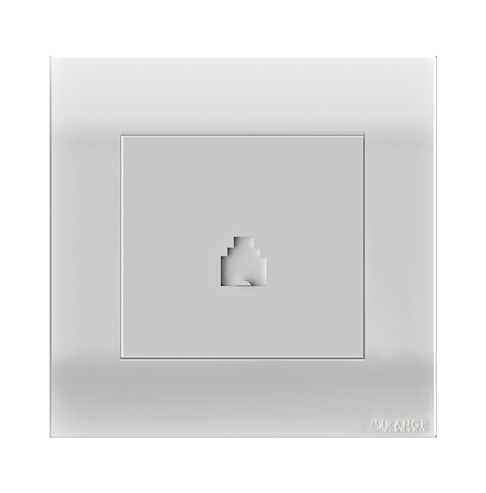 AKOYA 1Gang 4Wire Telephone Outlet White with White Surround