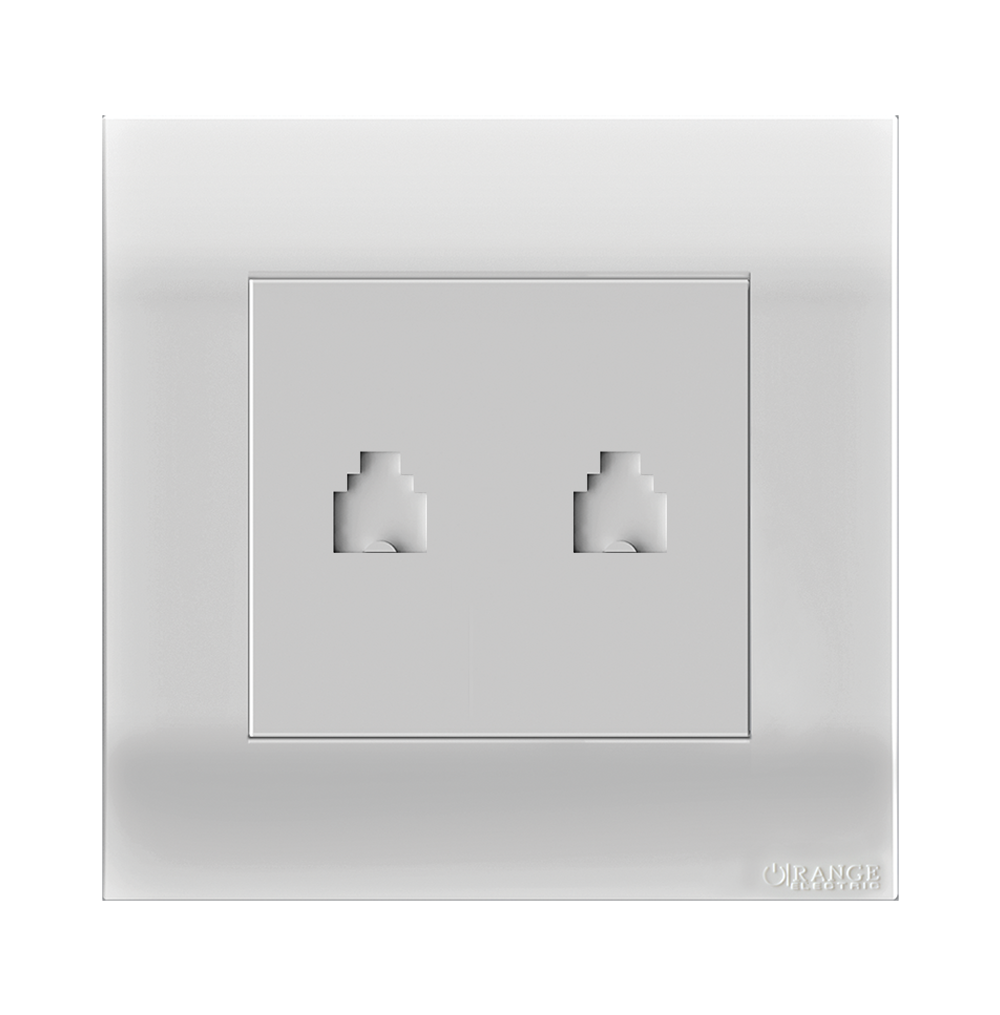 AKOYA 2Gang 4Wire Telephone Outlet White with White Surround