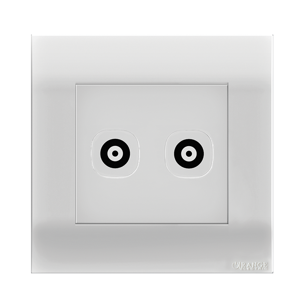 AKOYA 2Gang TV Co-Axial Outlet (75Ohm) White with White Surround