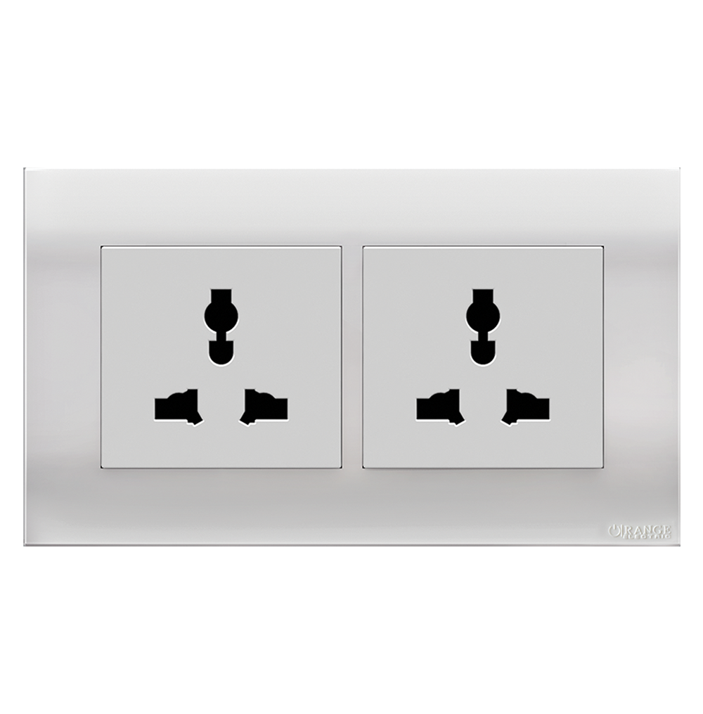 AKOYA 13Amp. Twin Multi Unswitched Socket Outlet White with White Surround