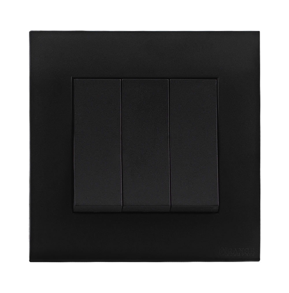 AKOYA 16Amp. 3Gang 1Way Switch B/Matte with B/Matte Surround
