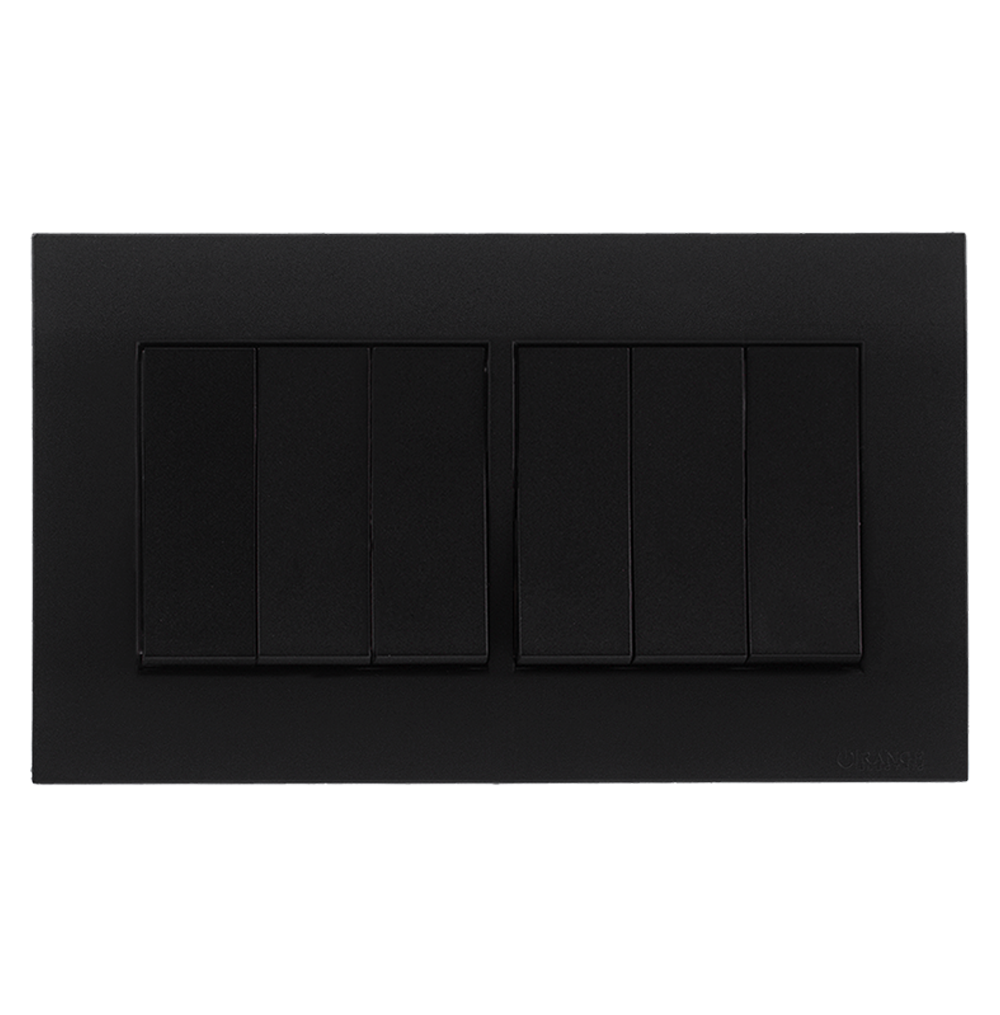 AKOYA 16Amp. 6Gang 2Way Switch B/Matte with B/Matte Surround