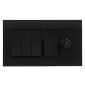 AKOYA 16Amp. 4Gang + Fan Controller B/Matte with B/Matte Surround