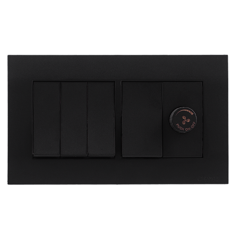 AKOYA 16Amp. 4Gang + Fan Controller B/Matte with B/Matte Surround