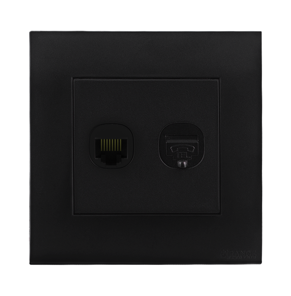 AKOYA 2Gang Telephone + Data Outlet B/Matte with B/Matte Surround