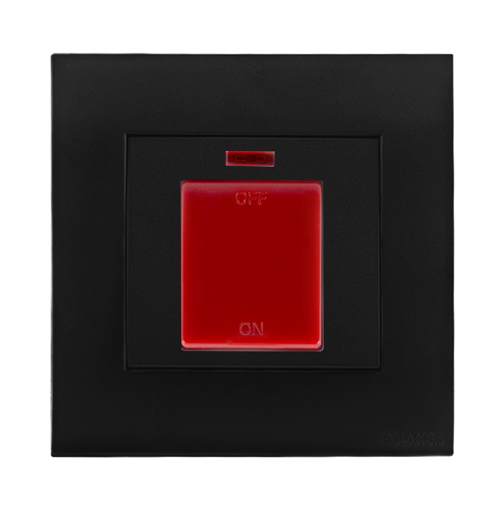 AKOYA 45Amp. Double Pole Switch with Indicator + Earth Bar B/Matte with B/Matte Surround