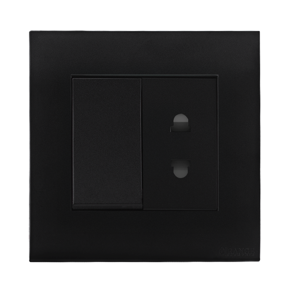 AKOYA 10Amp. 2Pin Single Switched Socket Outlet B/Matte with B/Matte Surround