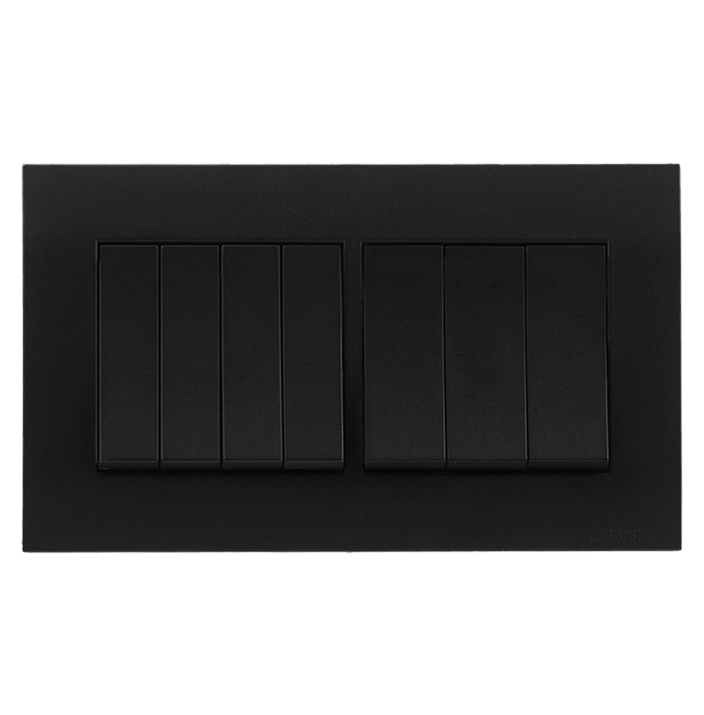 AKOYA 16Amp. 7Gang 2Way Switch B/Matte with B/Matte Surround