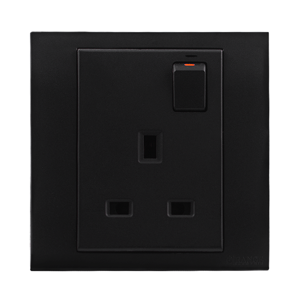 AKOYA 13Amp. Single Switched Socket Outlet B/Matte with B/Matte Surround
