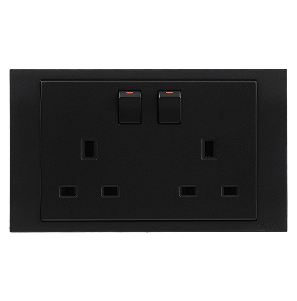 AKOYA 13Amp. Twin Switched Socket Outlet B/Matte with B/Matte Surround
