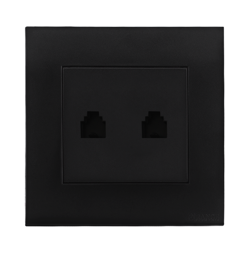 AKOYA 2Gang 4Wire Telephone Outlet B/Matte with B/Matte Surround