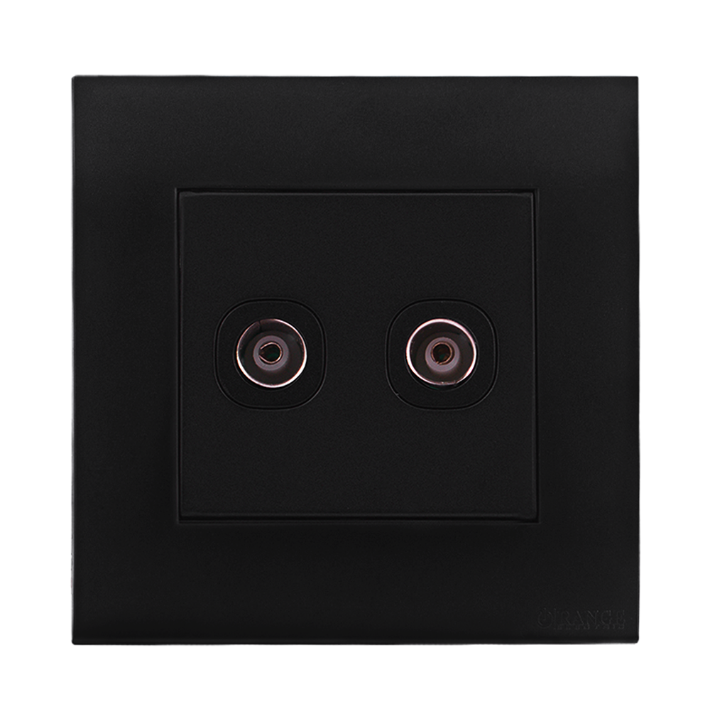 AKOYA 2Gang TV Co-Axial Outlet (75Ohm) B/Matte with B/Matte Surround