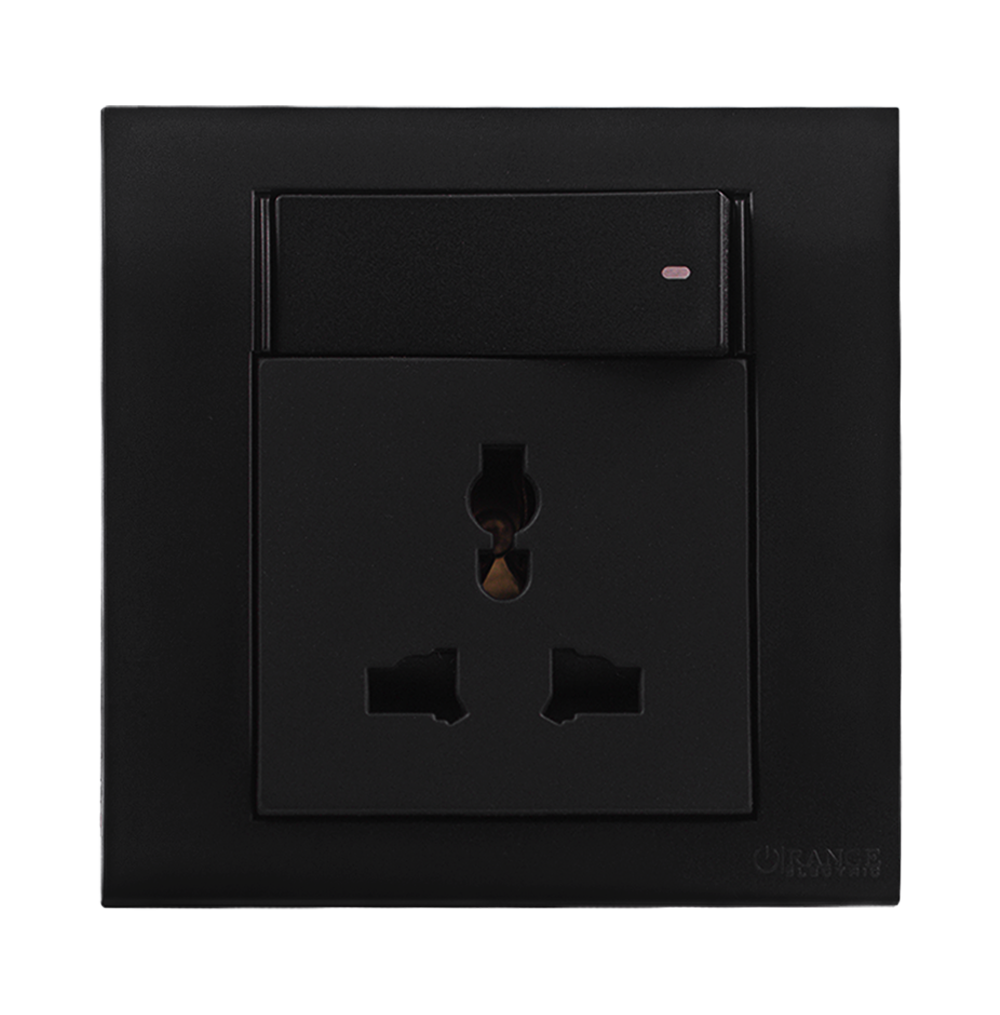 AKOYA 13Amp. Multi Socket Outlet with Mini Switch B/Matte with B/Matte Surround