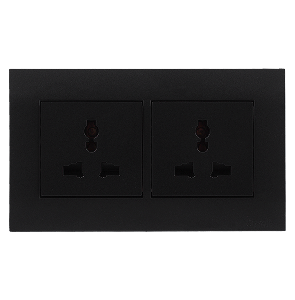 AKOYA 13Amp. Twin Multi Unswitched Socket Outlet B/Matte with B/Matte Surround