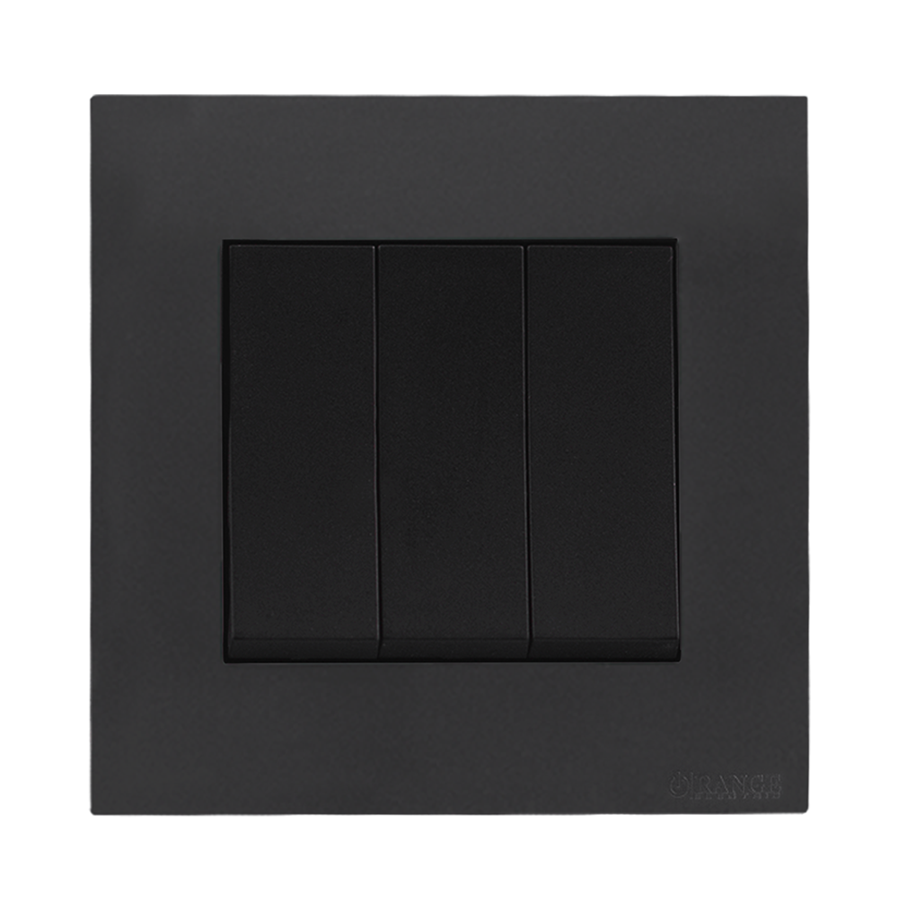 AKOYA 16Amp. 3Gang 1Way Switch B/Matte with GM/Matte Surround