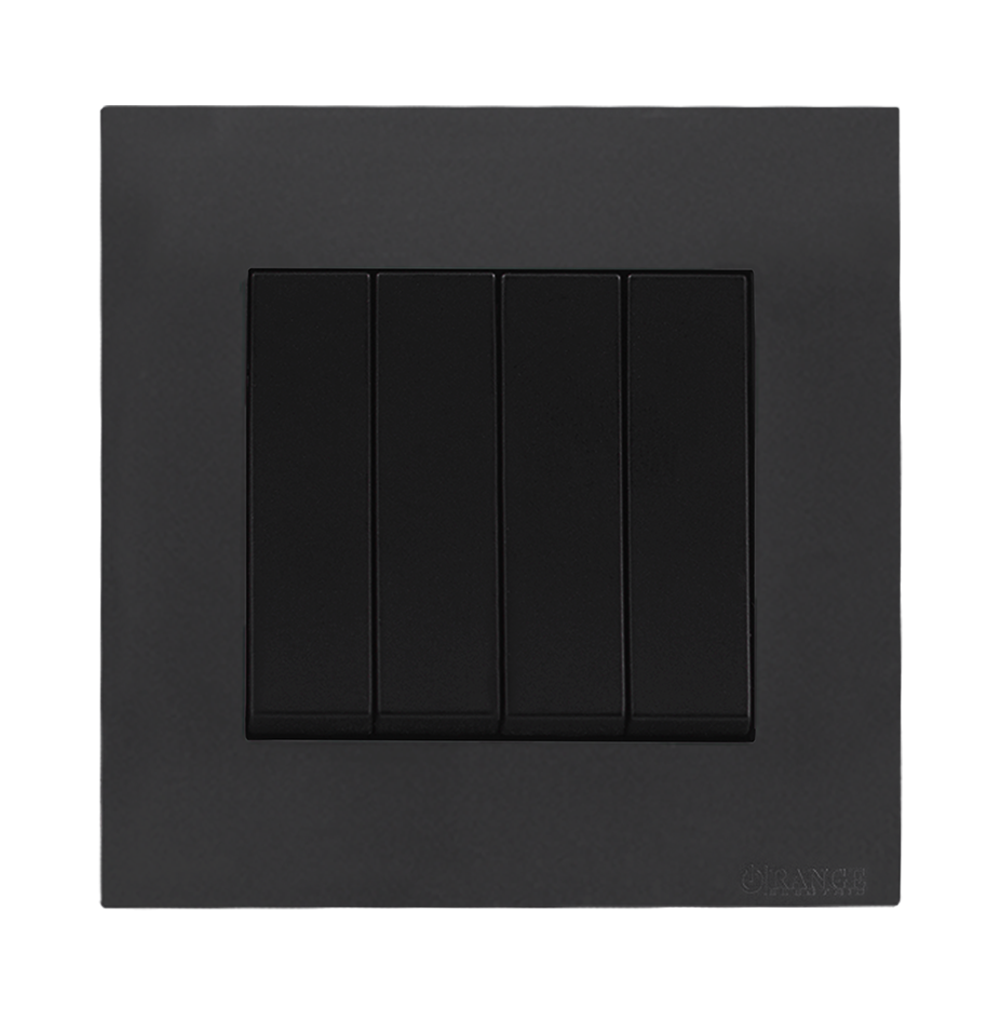 AKOYA 16Amp. 4Gang 1Way Switch B/Matte with GM/Matte Surround