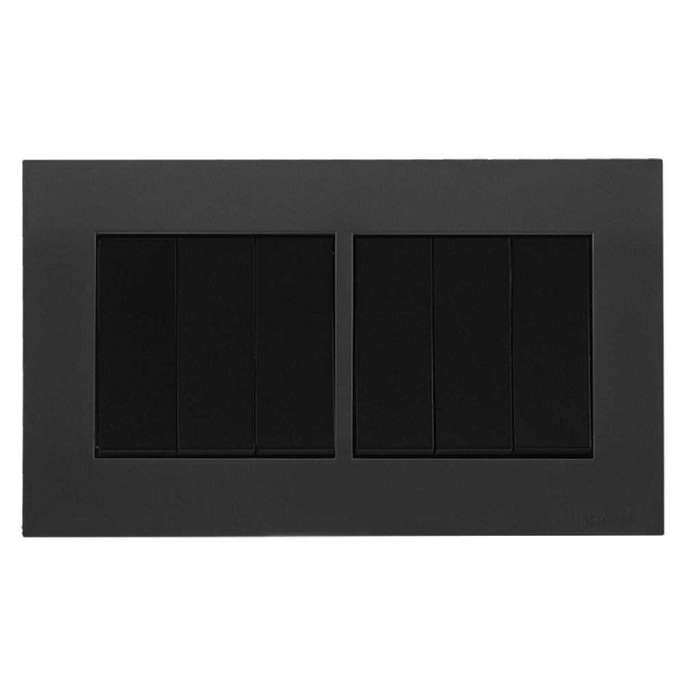 AKOYA 16Amp. 6Gang 2Way Switch B/Matte with GM/Matte Surround