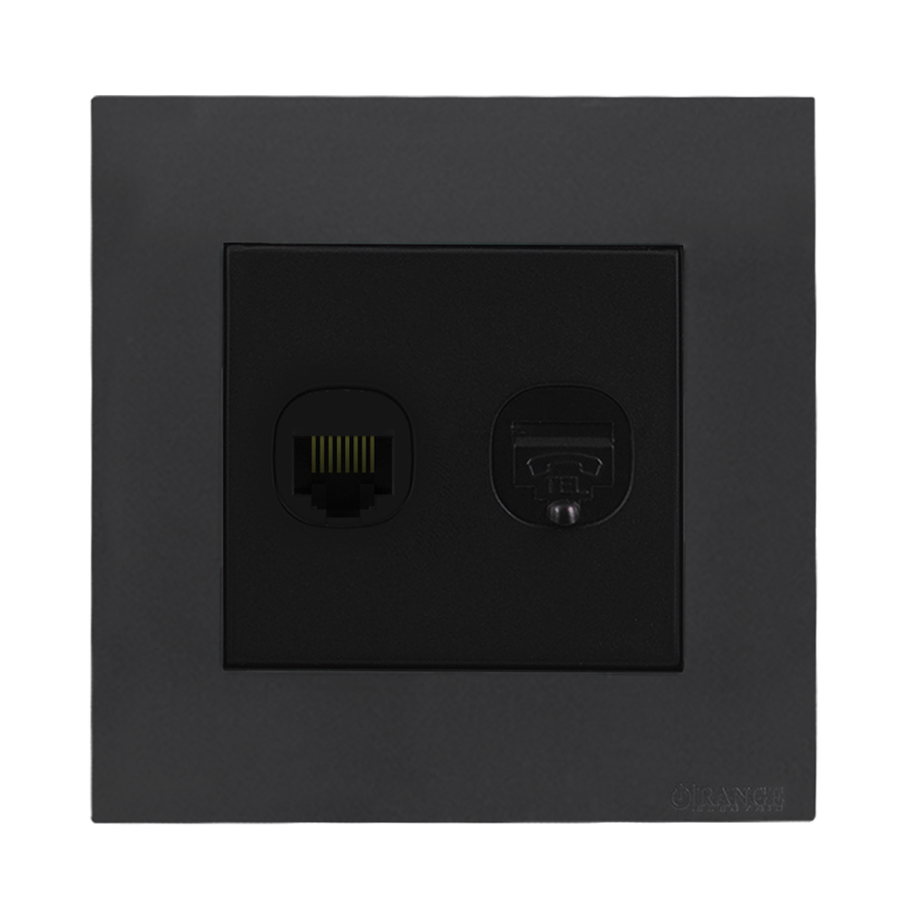 AKOYA 2Gang Telephone + Data Outlet B/Matte with GM/Matte Surround