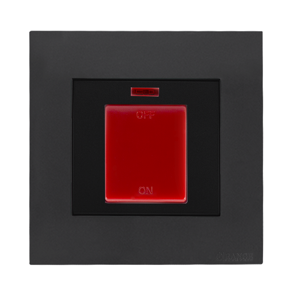 AKOYA 45Amp. Double Pole Switch with Indicator + Earth Bar B/Matte with GM/Matte Surround