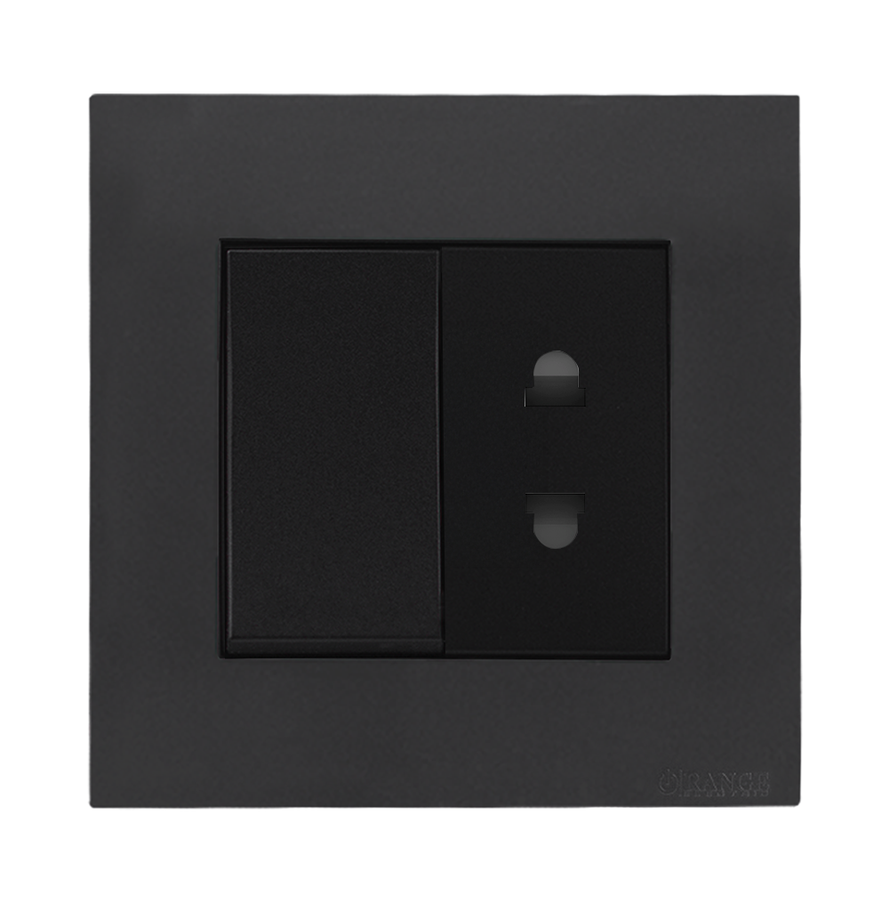 AKOYA 10Amp. 2Pin Single Switched Socket Outlet B/Matte with GM/Matte Surround