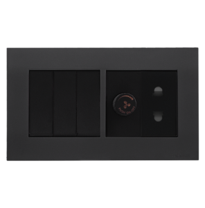AKOYA 16Amp. 3Gang + Fan Controller + 2Pin Socket B/Matte with GM/Matte Surround