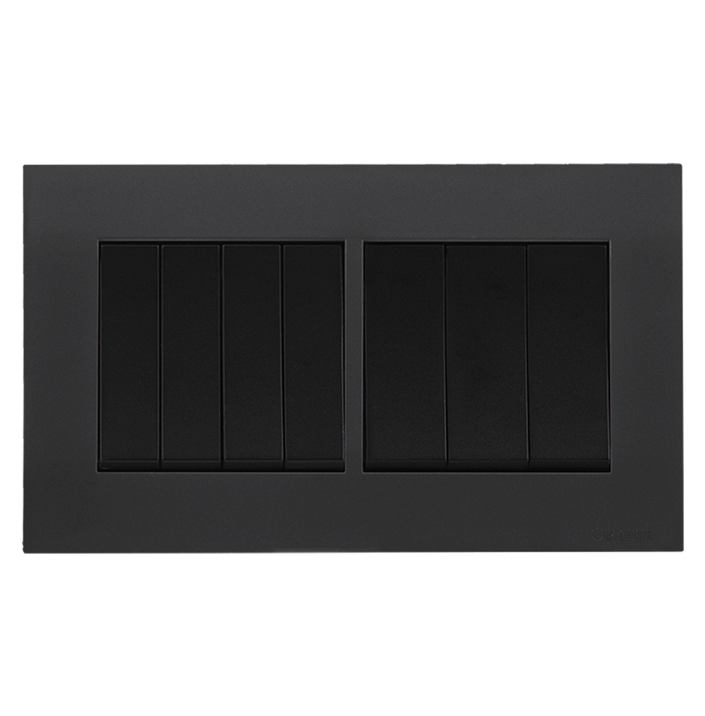 AKOYA 16Amp. 7Gang 2Way Switch B/Matte with GM/Matte Surround