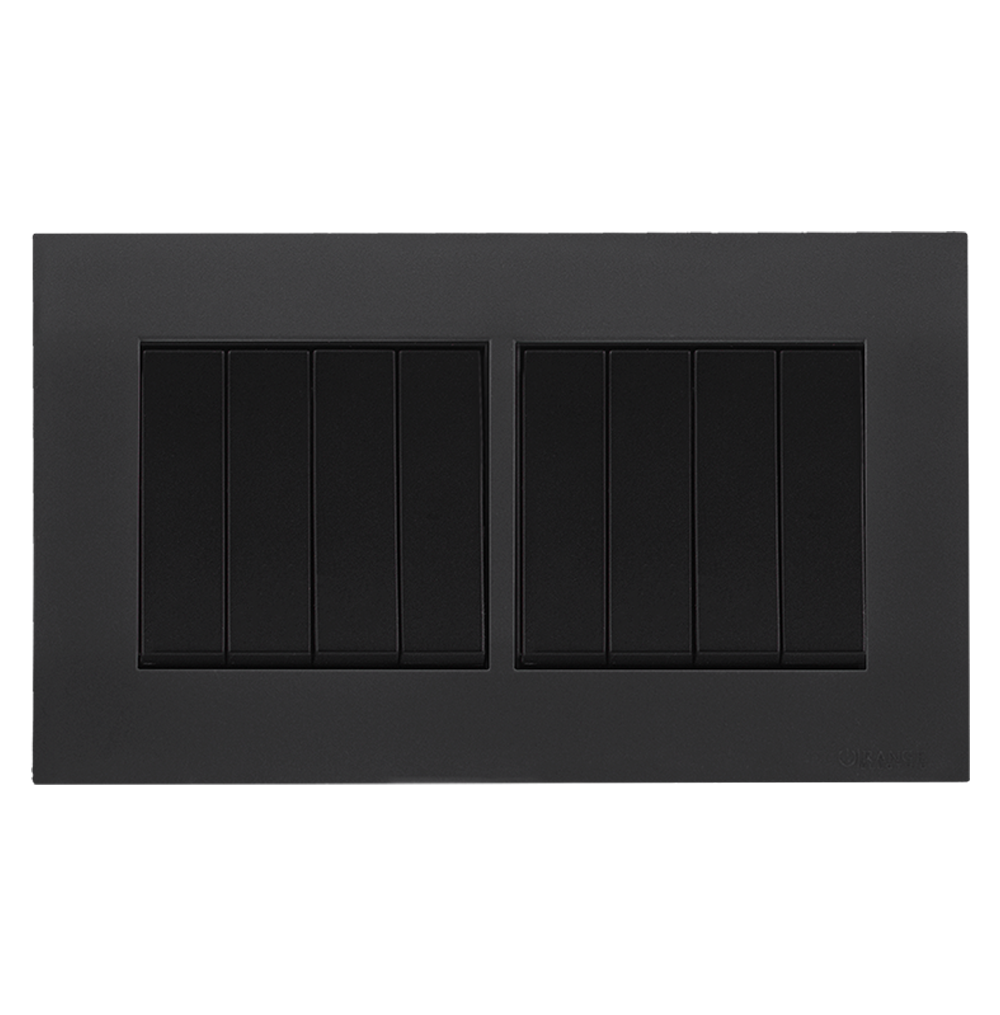 AKOYA 16Amp. 8Gang 2Way Switch B/Matte with GM/Matte Surround