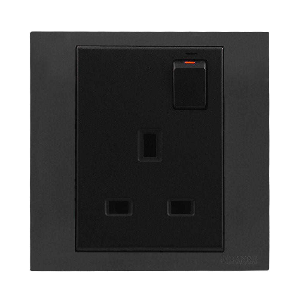 AKOYA 13Amp. Single Switched Socket Outlet B/Matte with GM/Matte Surround
