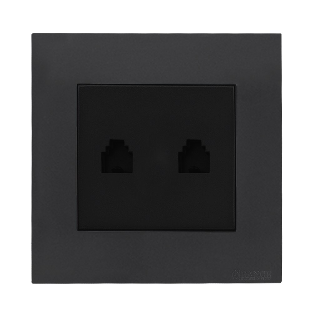 AKOYA 2Gang 4Wire Telephone Outlet B/Matte with GM/Matte Surround