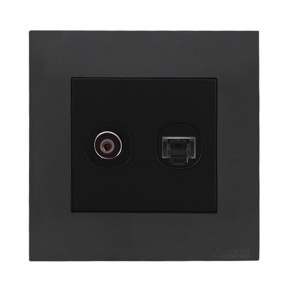 AKOYA 2Gang TV Co-Axial (75Ohm) + Data Outlet B/Matte with GM/Matte Surround