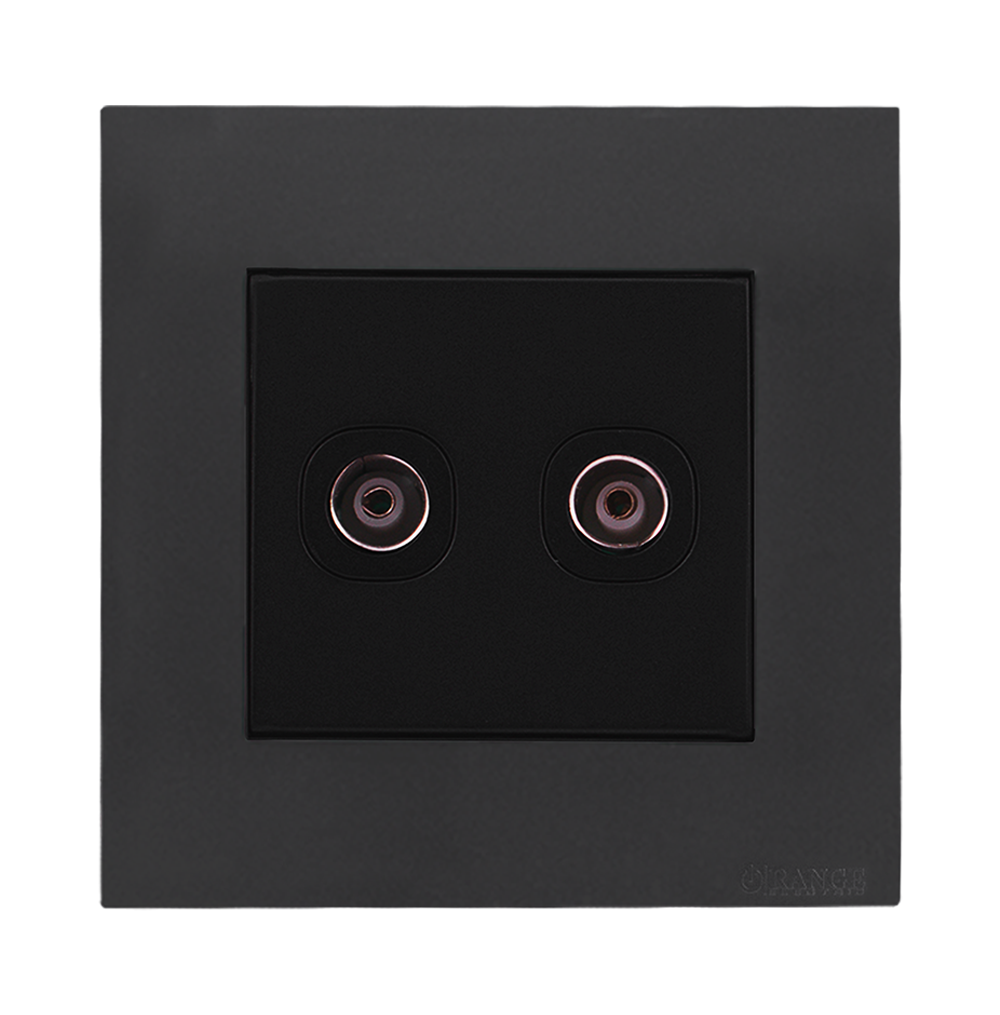 AKOYA 2Gang TV Co-Axial Outlet (75Ohm) B/Matte with GM/Matte Surround