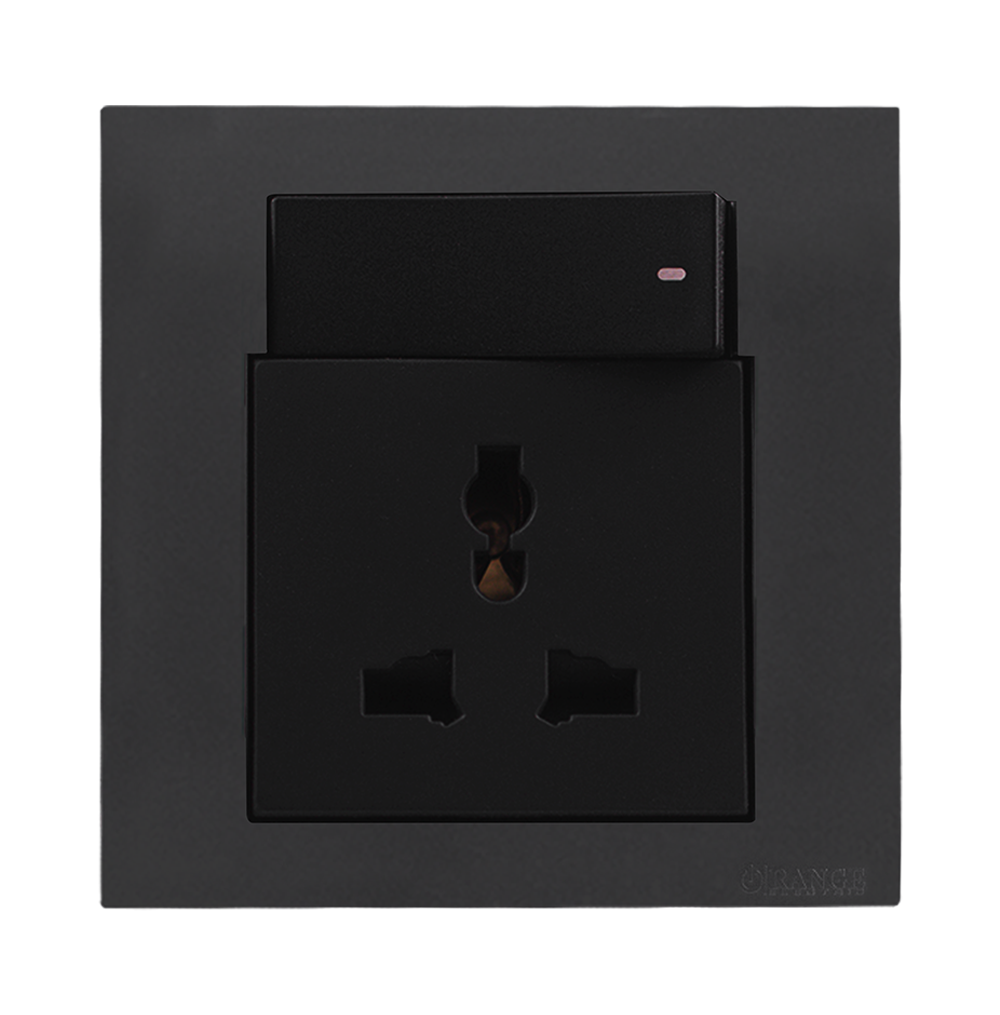 AKOYA 13Amp. Multi Socket Outlet with Mini Switch B/Matte with GM/Matte Surround