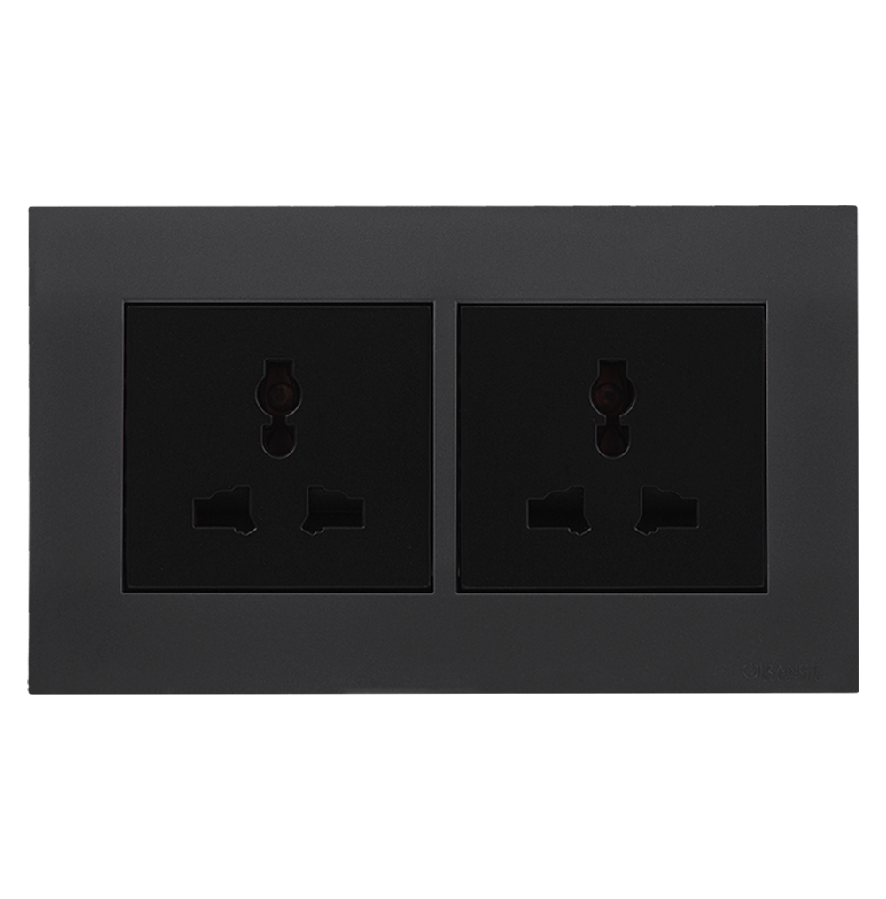 AKOYA 13Amp. Twin Multi Unswitched Socket Outlet B/Matte with GM/Matte Surround