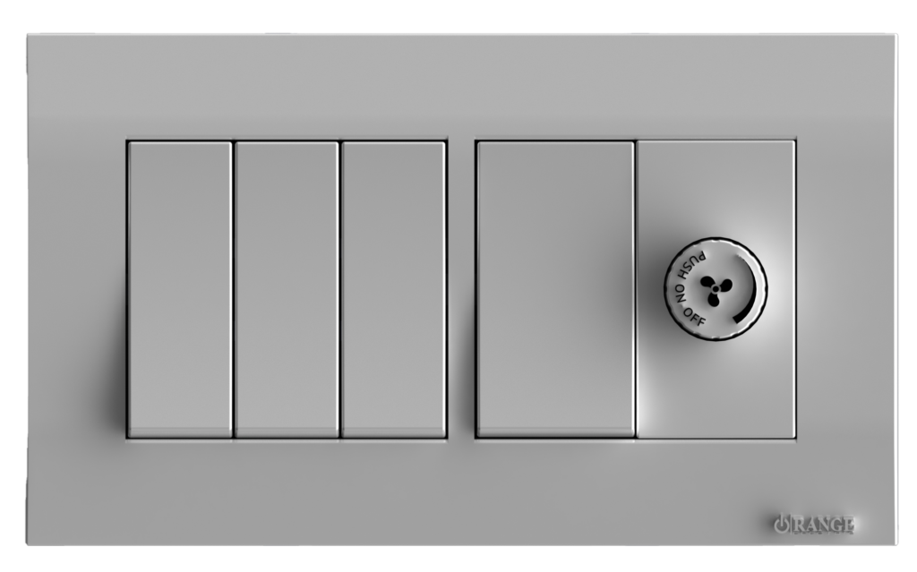 AKOYA 16Amp. 4Gang + Fan Controller S/Matte with S/Matte Surround