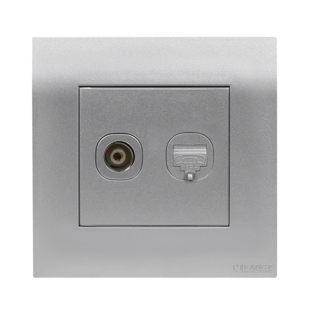 AKOYA 2Gang TV Co-Axial (75Ohm) + Telephone Outlet S/Matte with S/Matte Surround